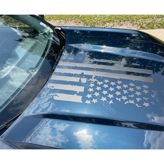 Distressed Hood American flag graphics for Ford Bronco Sport