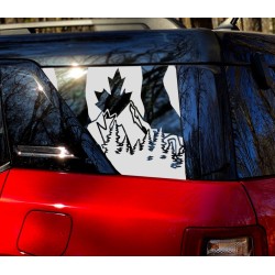 Canadian Flag + mountains for Ford Bronco Sport 3rd Window Decal - v5