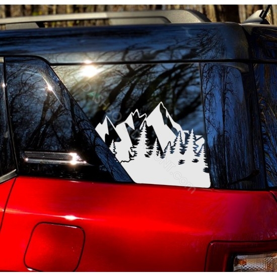 Ford Bronco Sport Forest Mountain 3rd Window Decal - v1 sticker US flag
