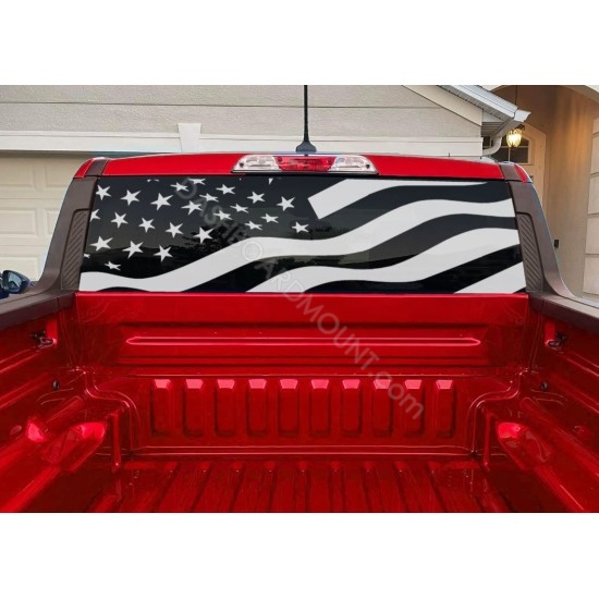 Ford Maverick window wavy American flag decals