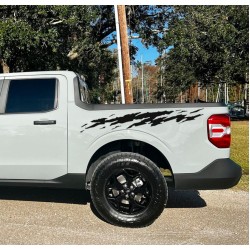 Bedside rip torn graphics Decals for Ford Maverick  - v12